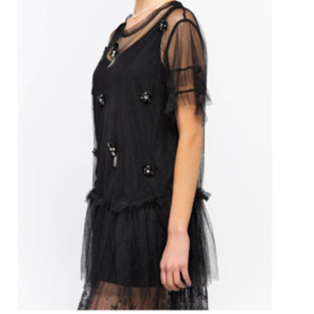 Host Pick❣Sheer Mesh Two-fer Tunic Top Black - Picture 4 of 8